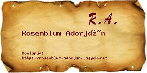 Rosenblum Adorján névjegykártya